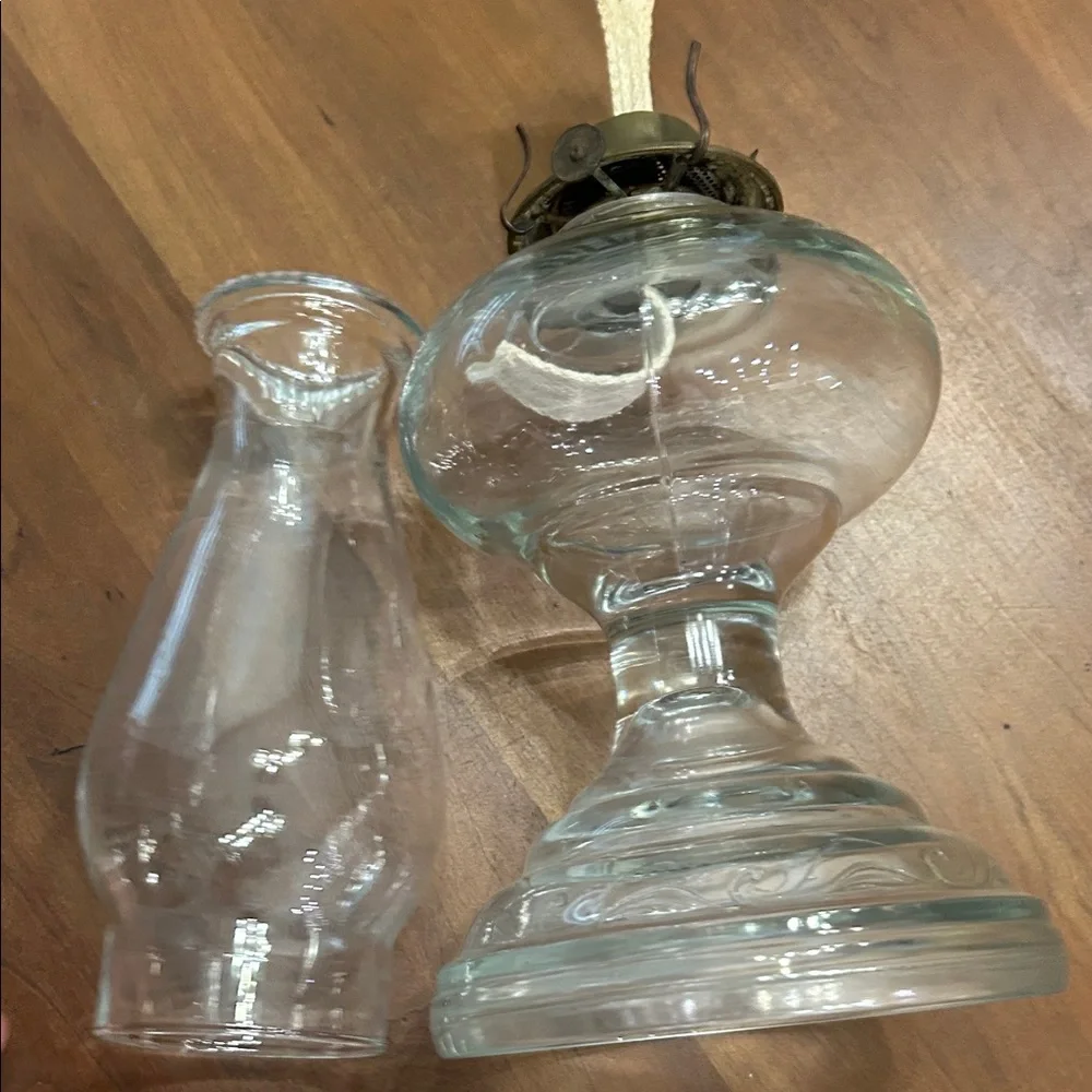 Vintage Clear Glass Oil Lamp